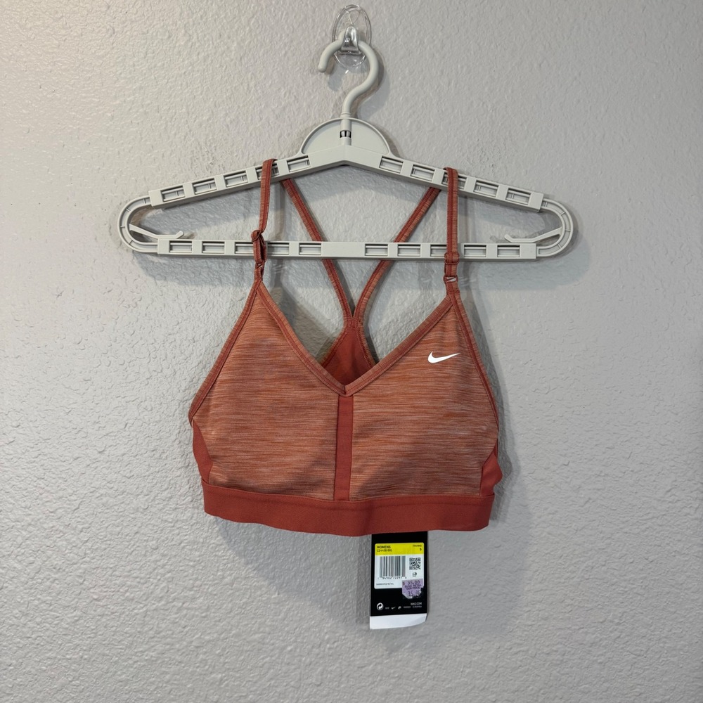 NWT Nike Women's Size S Orange Dri-Fit Indy Light Support Sports Bra CZ4456-691